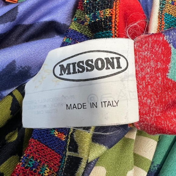 Missoni Silk Jersey Patchwork Knit Top Pants Set Vibrant Late 80s VTG 46/12–14 - Picture 8 of 12